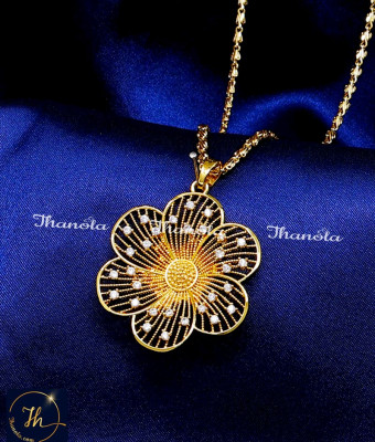 DCH1299 - White Stone Flower Design Dollar Chain for Women