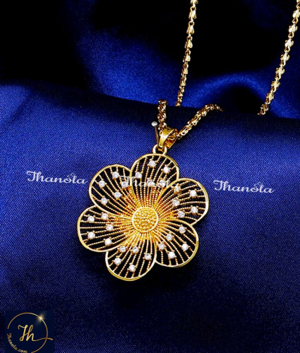 DCH1299 - White Stone Flower Design Dollar Chain for Women