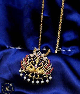 DCH1309 - 30 Inch Trendy Ad Stone with Pearl Peacock Dollar Chain Design
