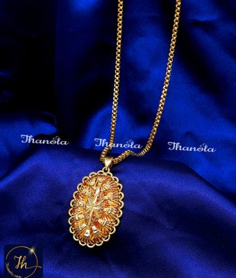 DCH1322 - 1 Gram Gold Long Chain With Dubai Gold Locket Design