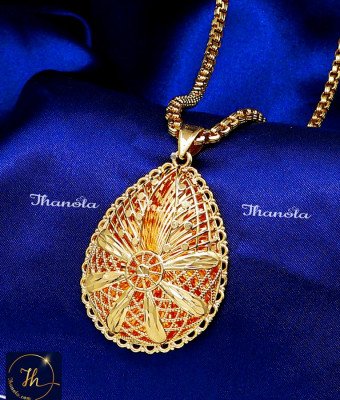 DCH1323 - Beautiful Dubai Gold Pendant Designs with Long Chain