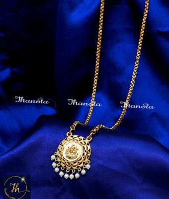 DCH1327 - One Gram Gold Lakshmi Pendant with Long Chain Design