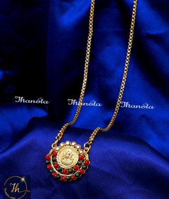 DCH1328 - Coral Beads Lakshmi Dollar Chain Gold Plated Jewellery