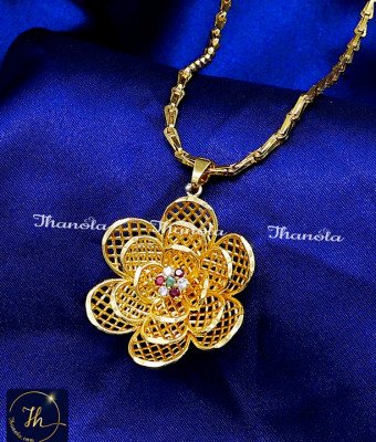 DCH1330 - Unique Flower Designs Stone Pendant with Long Chain