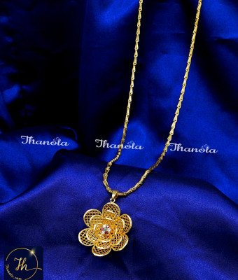 DCH1330 - Unique Flower Designs Stone Pendant with Long Chain