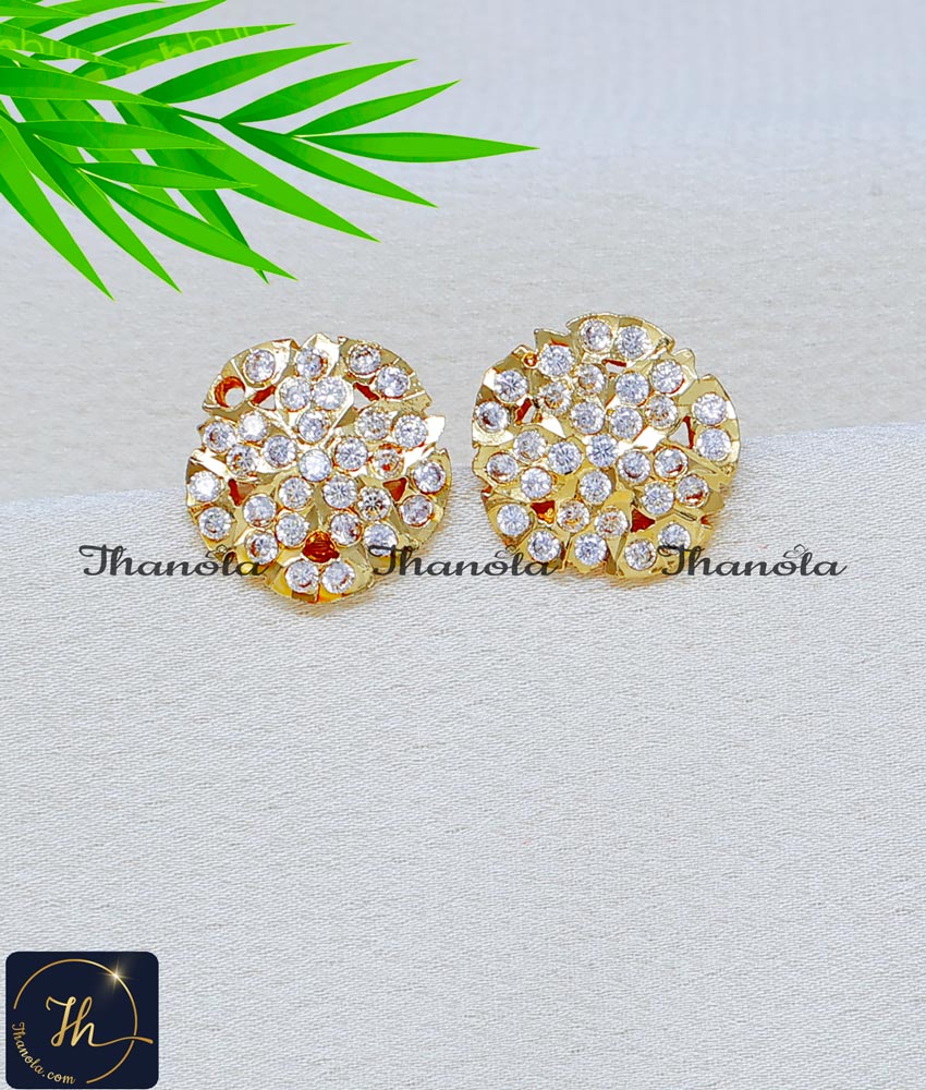 simple white stone earrings gold