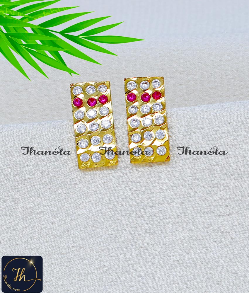 Attractive White and Ruby Stone Traditional Stud Earrings traditional gold stud earrings