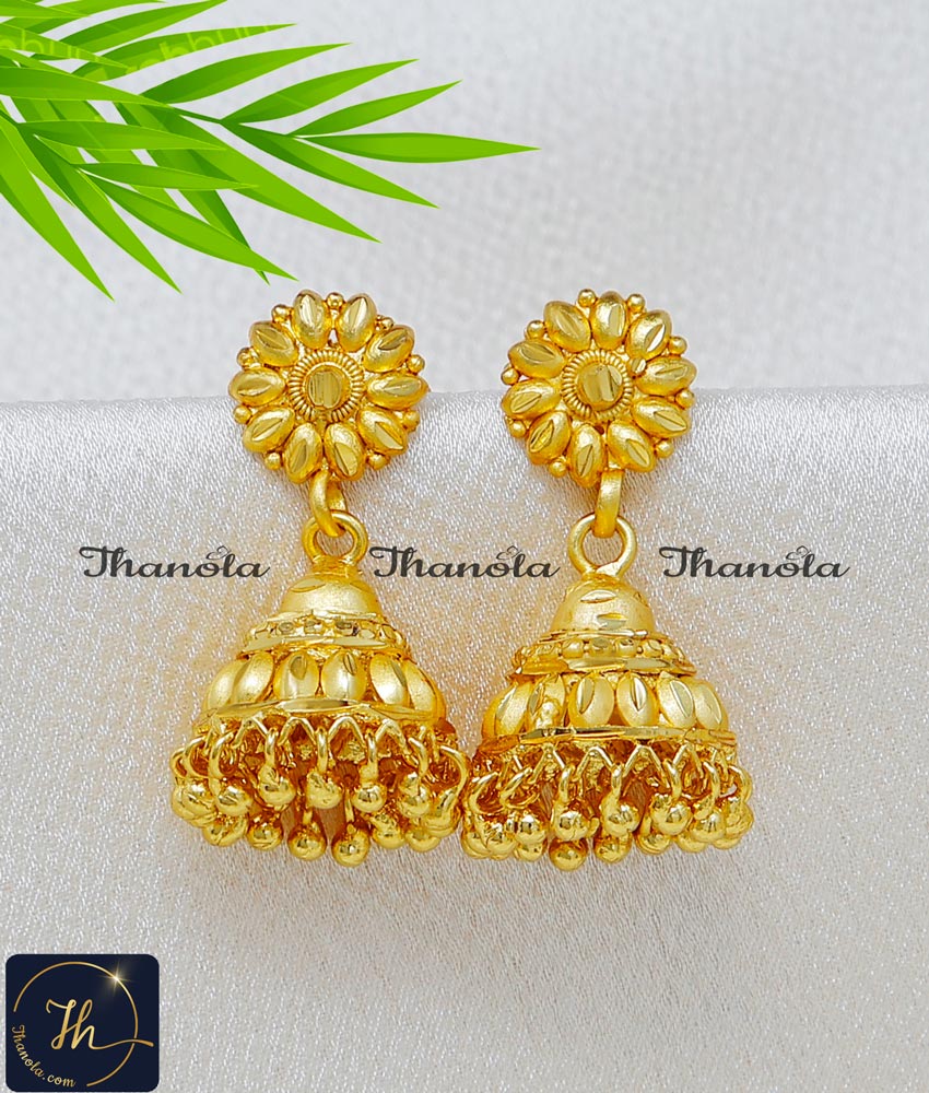 2 Gram Forming Gold Plated Plain Jhumka Earrings Micro gold plated earrings