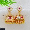 ERA2469 - Impon White Ruby Stone Wedding Earrings Gold Jhumkas