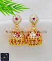 Impon White Ruby Stone Wedding Earrings Gold Jhumkas traditional wedding earrings gold jhumkas