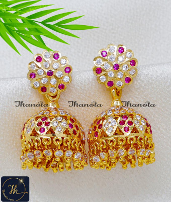 ERA2474 - Impon Jewelry Traditional Wedding Earrings Gold Jhumkas