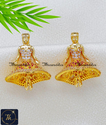 ERA2477 - Gorgeous White and Ruby Stone Dancing Doll Earrings
