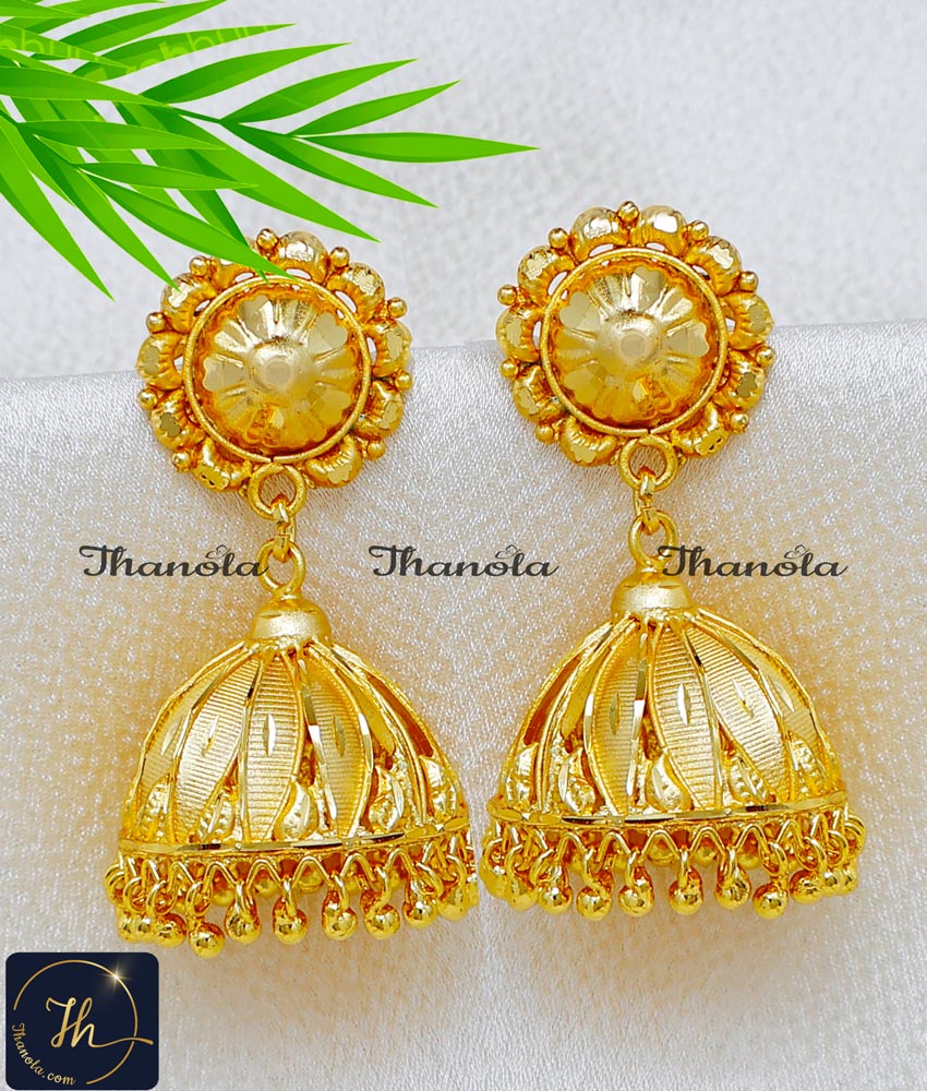 Stunning Gold Finish Wedding Wear Big Jhumka Earrings big jhumka earrings gold design