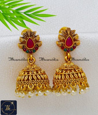 ERA2491 – Trendy Kemp Stone with Pearl Drop Antique Jhumka Design ERA2491 – Trendy Kemp Stone with Pearl Drop Antique Jhumka Design