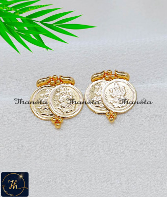 ERA2533 - Gold Plated Daily Use Double Lakshmi Coin Earrings ERA2533 - Gold Plated Daily Use Double Lakshmi Coin Earrings