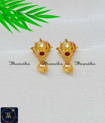 ERA2540 - Latest 2 Gram Gold Forming Lotus Design Small Earrings ERA2540 - Latest 2 Gram Gold Forming Lotus Design Small Earrings