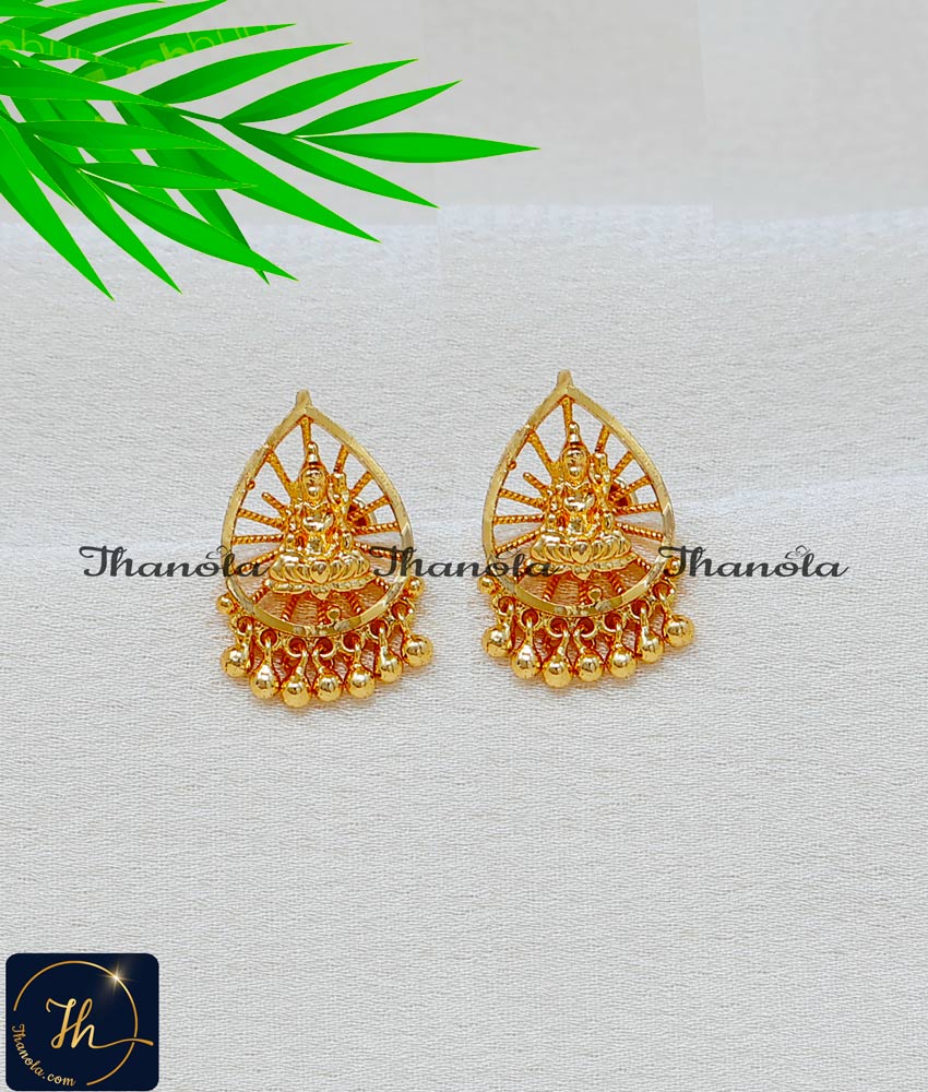 1 Gram Gold Plated Lakshmi Earrings Design for Women lakshmi devi earrings designs