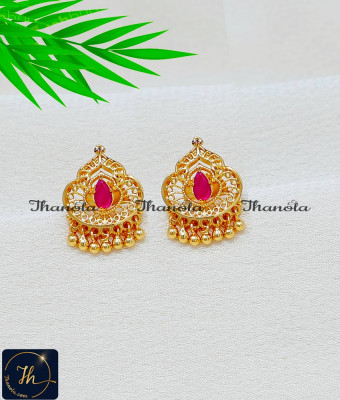 ERA2543 - Gold Model Ruby Stone Lakshmi Stud Earrings Design ERA2543 - Gold Model Ruby Stone Lakshmi Stud Earrings Design