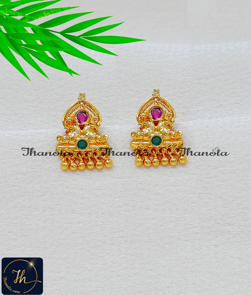 New Model Ruby Emerald Traditional Gold Studs Earrings stone stud earrings