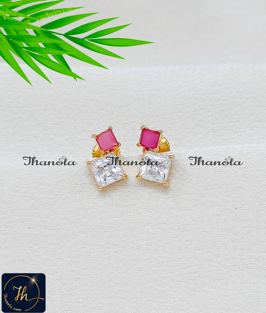 Cute White Ruby Stone Stud Earrings Designs for Daily Use stylish daily wear stud small gold earrings