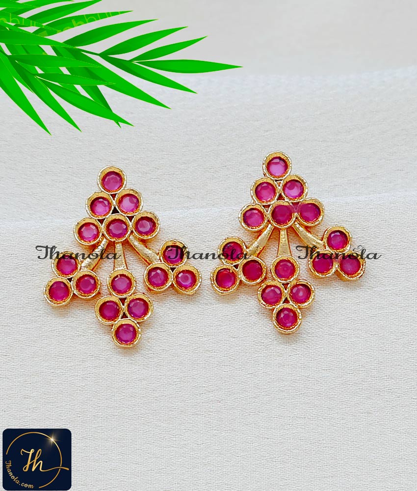 Attractive Party Wear Ruby Gold Earrings Designs Online stud ruby gold earrings designs