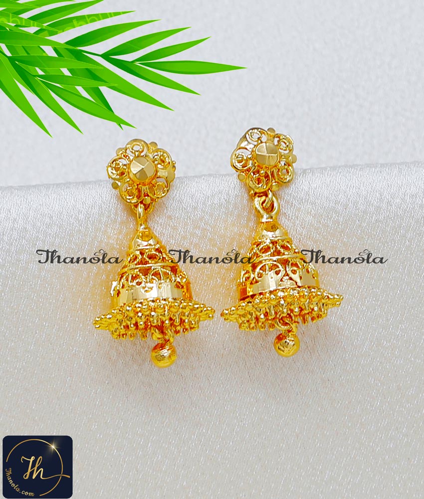 South Indian Gold-Plated Jhumkas for Regular Use 1 gram gold jhumka earrings