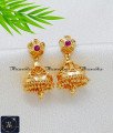1 Gram Gold Ruby Stone Daily Wear Jhumka Earrings traditional jhumkas online