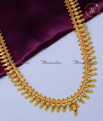 HRA1034 - South Indian Wedding Long Gold Mango Haram Designs