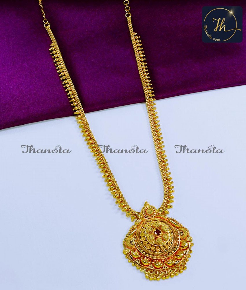 Gold Plated Jewellery Ruby Stone Long Haram Designs 1 gram gold plated jewellery wholesale