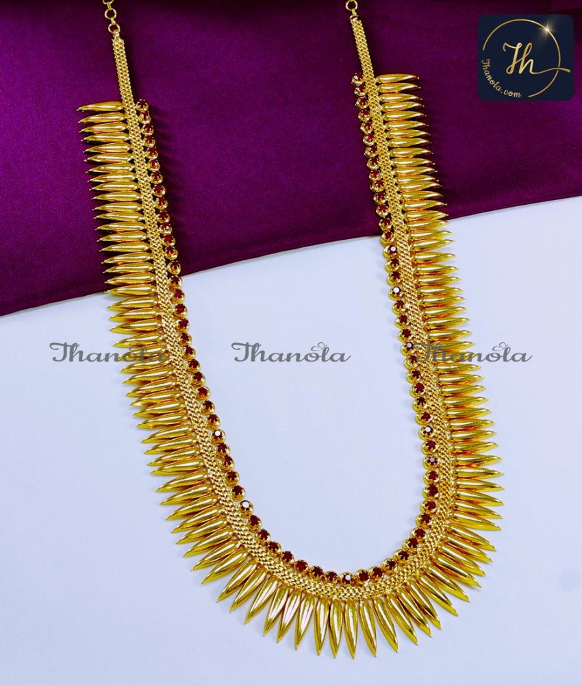 Kerala Jewellery Design Ruby Stone Mullamottu Haram kerala jewellery models