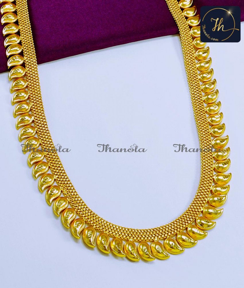 Traditional Mango Mala Designs Kerala Jewellery Online long mango haram designs in gold