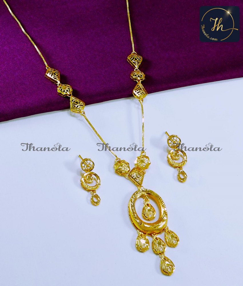 Trendy Simple 2 Gram Gold Forming Mini Haram Set Modern Dubai Gold Necklace Designs with Price