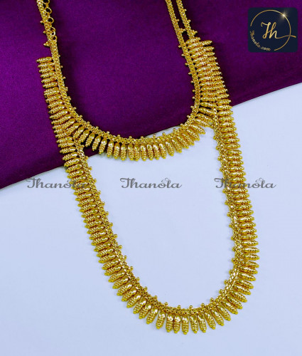 HRA1106 - Gold Plated Haram Necklace Kerala Traditional Jewellery Set
