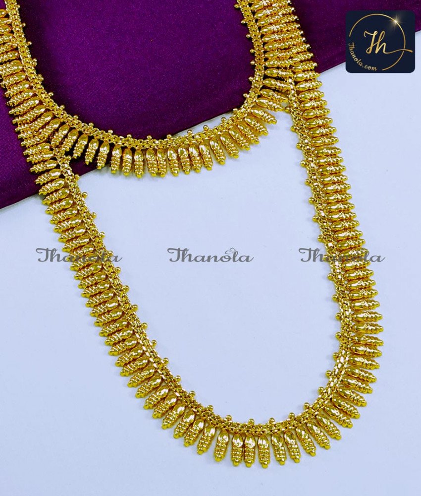 Gold Plated Haram Necklace Kerala Traditional Jewellery Set kerala model jewellery set