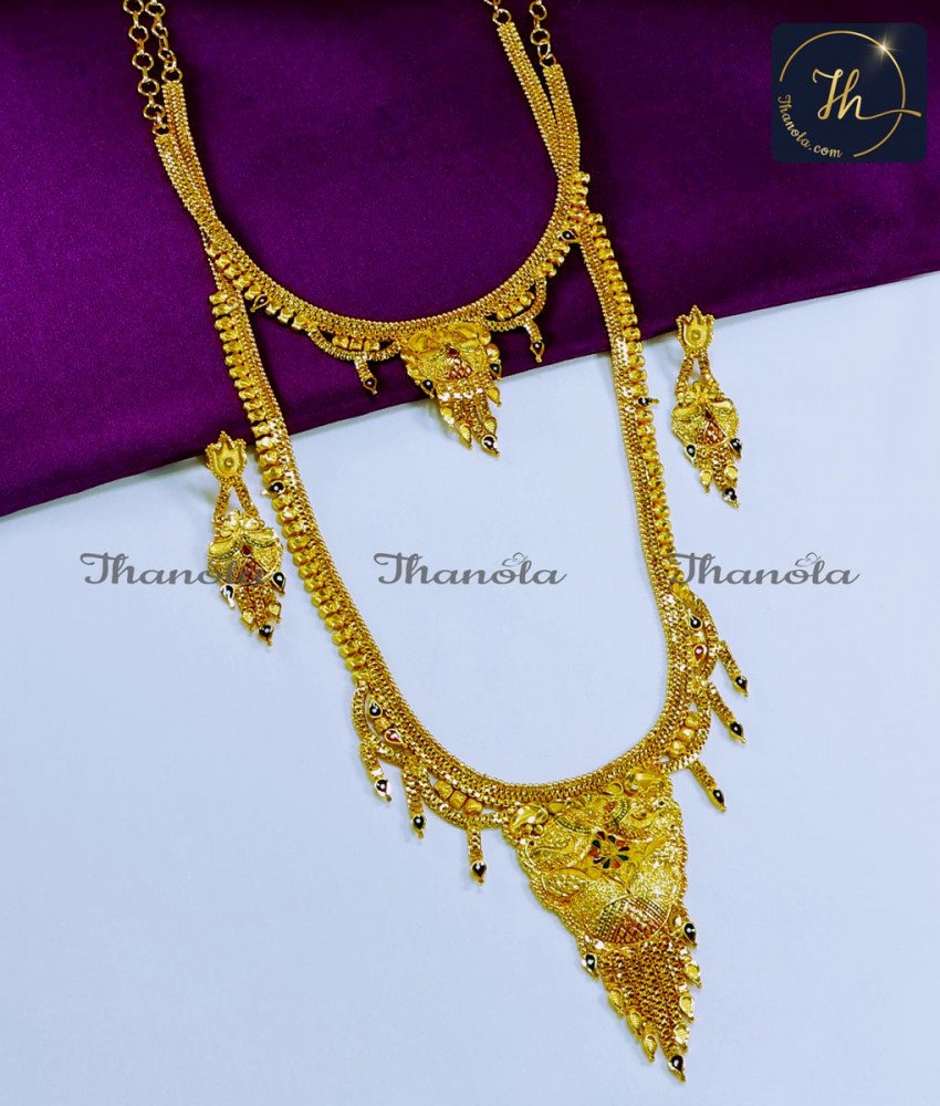 2 Gram Gold Forming Jewellery Haram Necklace Set gold haram designs in 40 grams