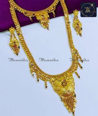 HRA11077 - 2 Gram Gold Forming Jewellery Haram Necklace Set HRA11077 - 2 Gram Gold Forming Jewellery Haram Necklace Set