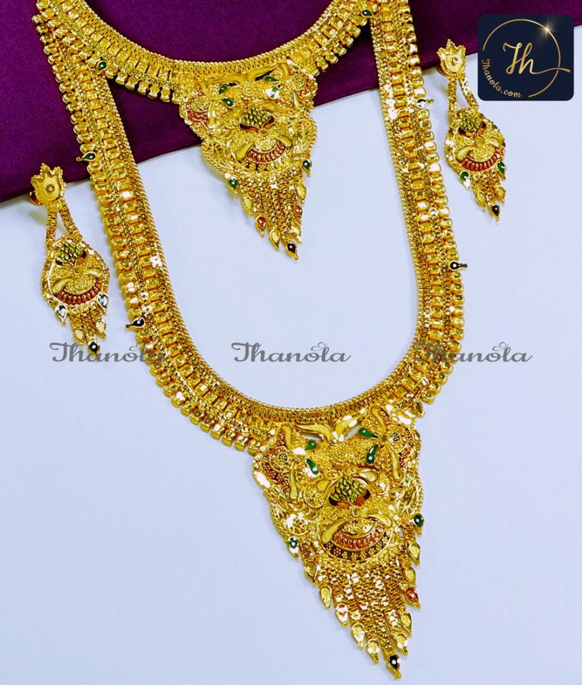 Wedding Haram Necklace Set 2 Gram Gold Jewellery 2 gram gold jewellery online shopping