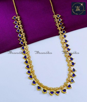 HRA1117 - Kerala Bridal Gold Covering Blue Palakka Mala Artificial