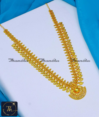 HRA1201 - 2 Gram Gold Forming Light Weight Kerala Mango Haram Designs