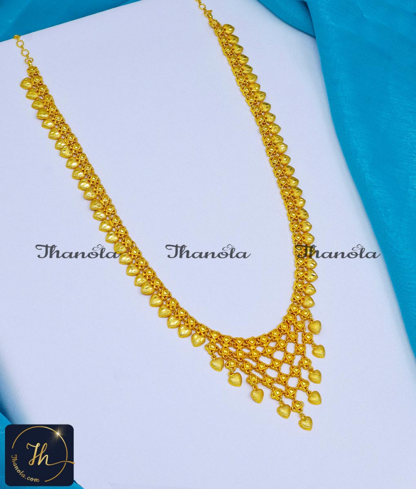 Forming Gold Plated Light Weight Kerala Long Haram Designs kerala gold covering jewellery online shopping