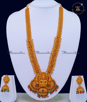 HRA1541 - Lakshmi Haram Design Antique Jewellery Set for Marriage