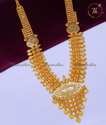 HRA1630 - Gold Light Weight Kerala Gold Haram Designs Online