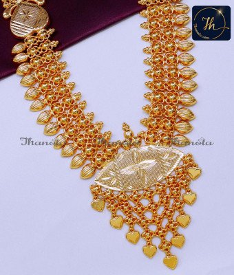HRA1630 - Gold Light Weight Kerala Gold Haram Designs Online