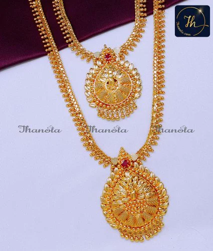 Gold Plated Jewellery Stone Long Haram Necklace Set gold plated jewellery set for wedding