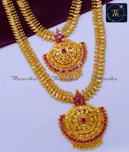 Wedding Gold Plated Gold Plated Haram Necklace Set Gold Necklace and Haram sets with weight