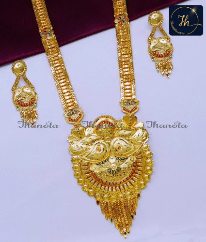 2 Gram Gold Jewellery Forming Haram with Earrings Set new model gold haram designs