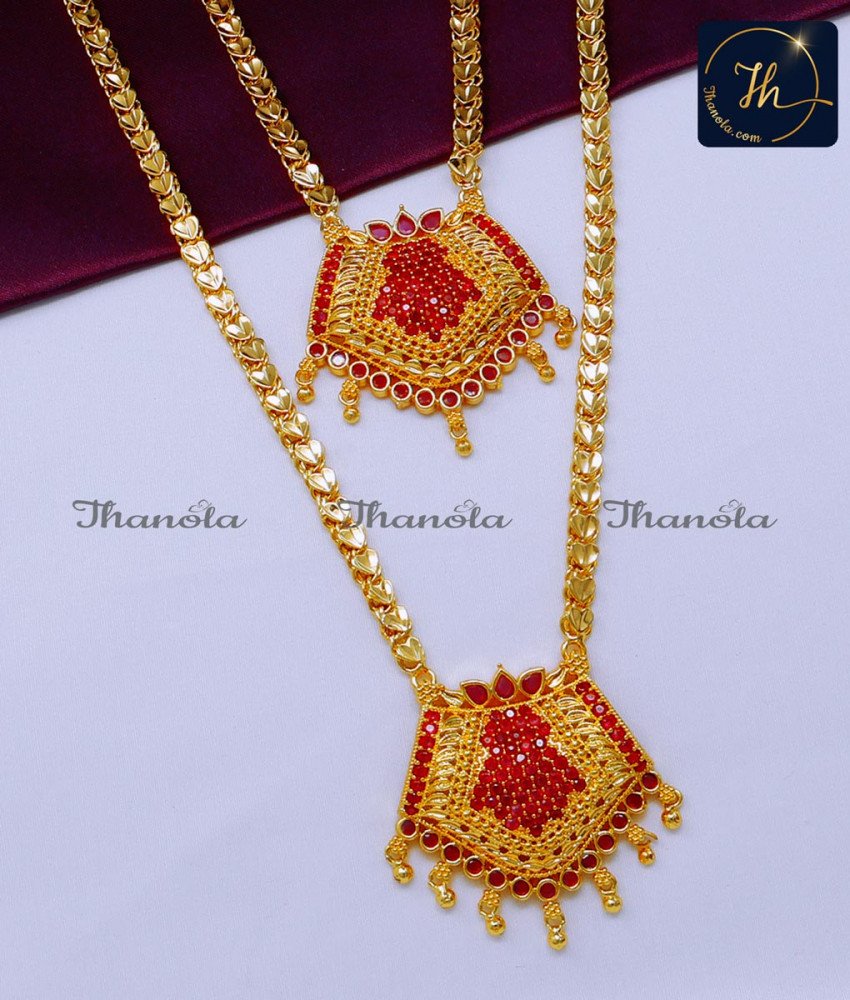 Simple Ruby Light Weight New Model Gold Haram Designs gold plated haram necklace set