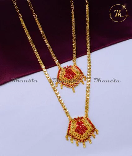 Simple Ruby Light Weight New Model Gold Haram Designs gold plated haram necklace set