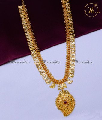 HRA1756 - Beautiful Gold Plated Mango Haram Latest Designs