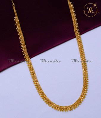 HRA1764 - Simple Gold Beads U Shape Gold Plated Haram Designs